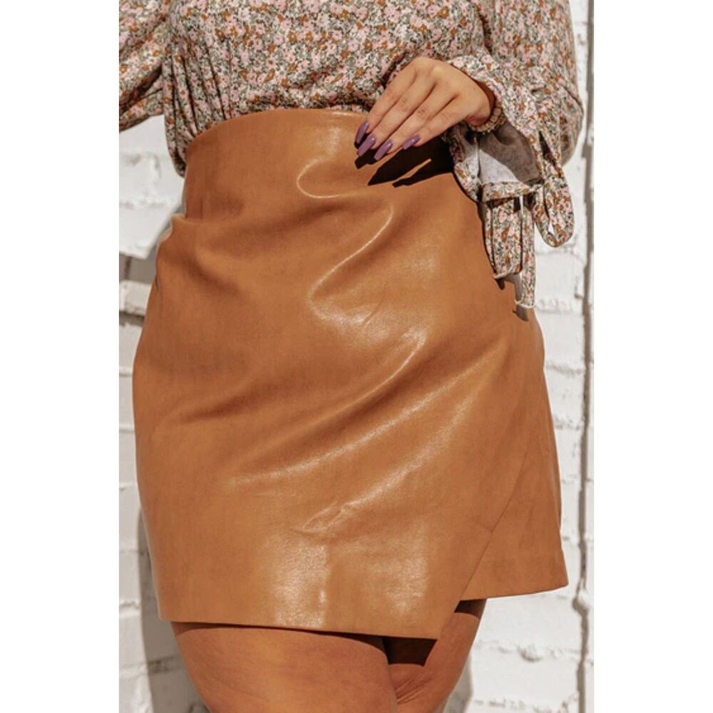 IMPRESSIONS "Fabina" Faux Leather Curvy Skirt, Size 1X
